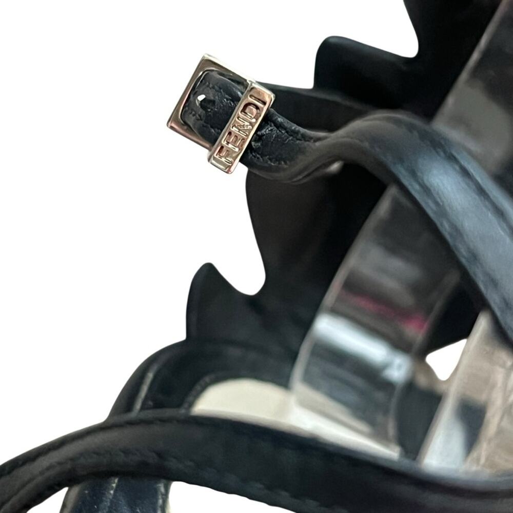 Fendi Women’s Ava Black Leather Crocodile Strappy Sandals Stiletto Heels Size 39 - Picture 5 of 15